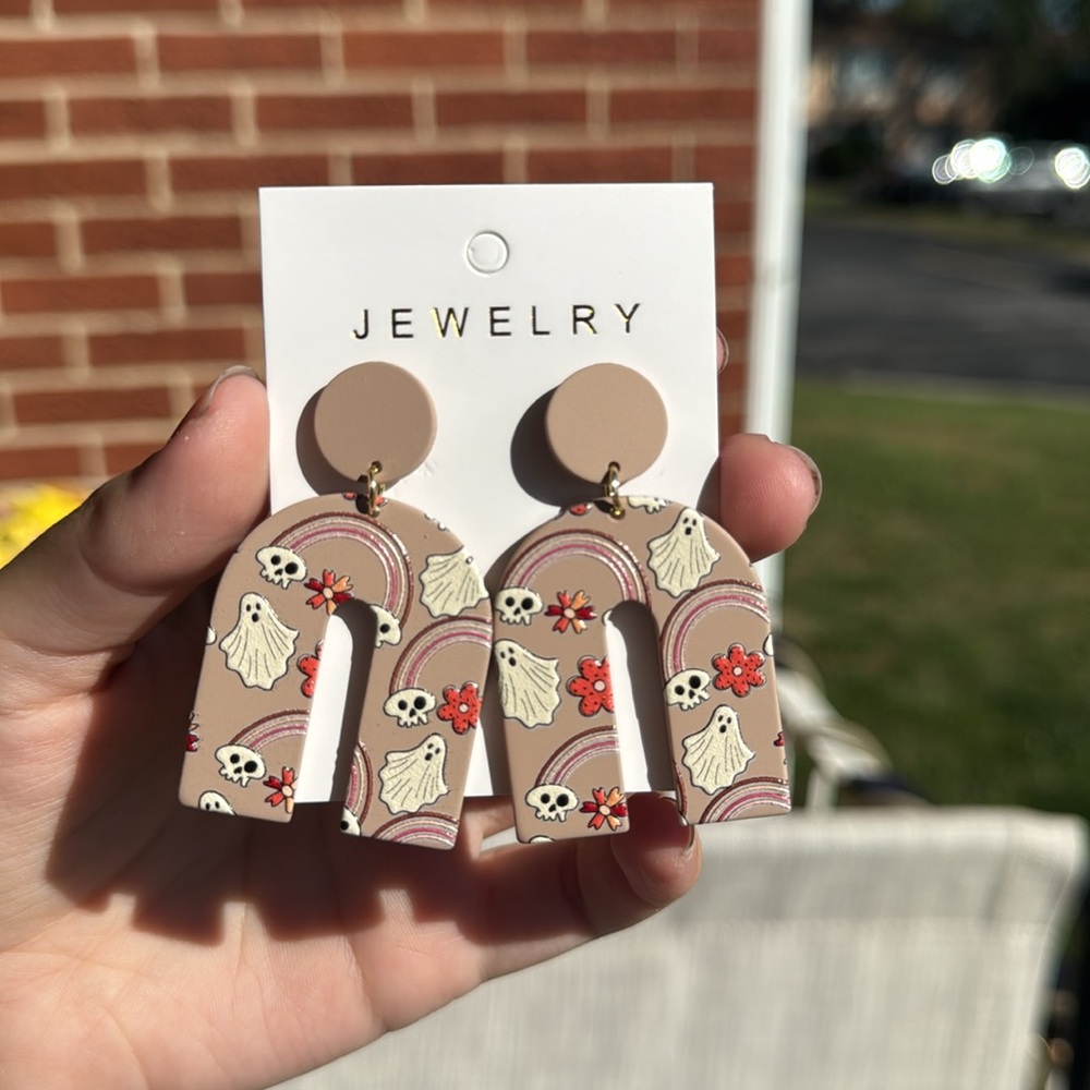 Spooky Chic Halloween Earrings - Cute ghosts, skulls & flowers NWT